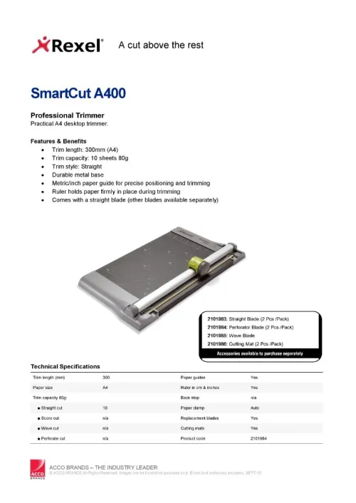 Massicot Rexel SmartCut A400 A4 anthracite, capacité 10 feuilles