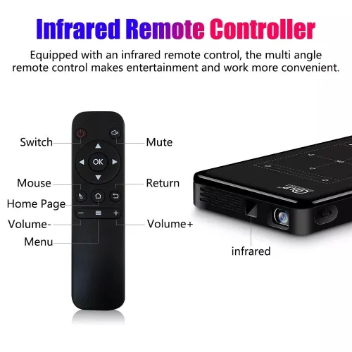 Mini data show home cinéma DLP intelligent 4K HD Android WiFi Bluetooth (avec batterie)