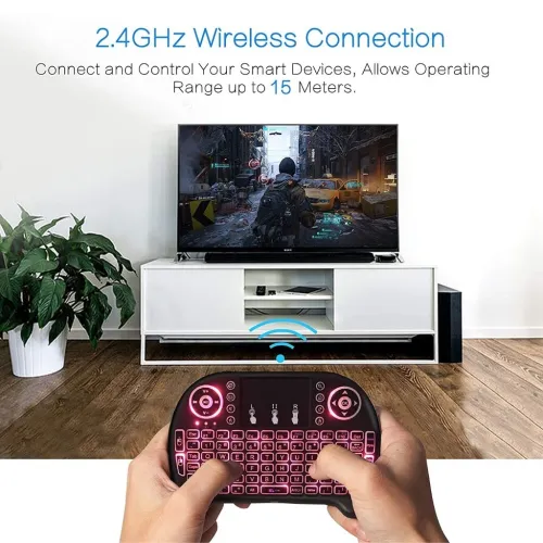 لوحة مفاتيح لاسلكية مع ماوس مدمج يعمل باللمس Mac tech mini keyboard - WIFI