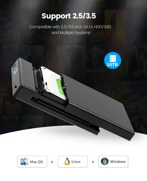 Boîtier de disque dur externe 3,5 pouces USB 3.0 avec adaptateur d'alimentation 12 V/2 A