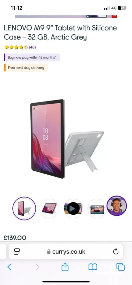LENOVO Tab M9 9" Tablet With Silicone Case - 32 GB, Arctic Grey Lenovo Tablet M9