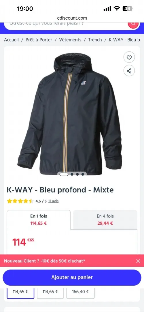Veste kway mixte original