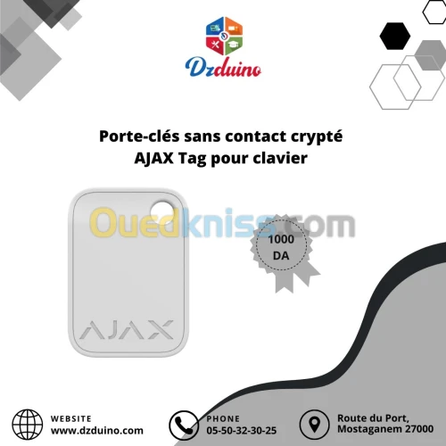 Description Porte-clés sans contact crypté AJAX Tag pour clavier