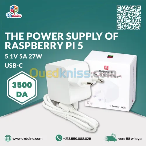 Official Raspberry Pi 5 27W USB-C Power Supply 5.1V 5A