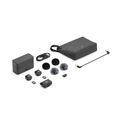 DJI MIC MINI (2 TX + 1 RX + CHARGING CASE ) MICROPHONE COMPACT - PORTÉE 400 M - STOP BRUIT - NOIR