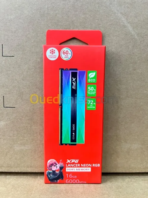 RAM ADATA XPG LANCER NEON RGB - DESKTOP - 16GB DDR5 - 6000 MHZ - CL30-40-40 - BLACK