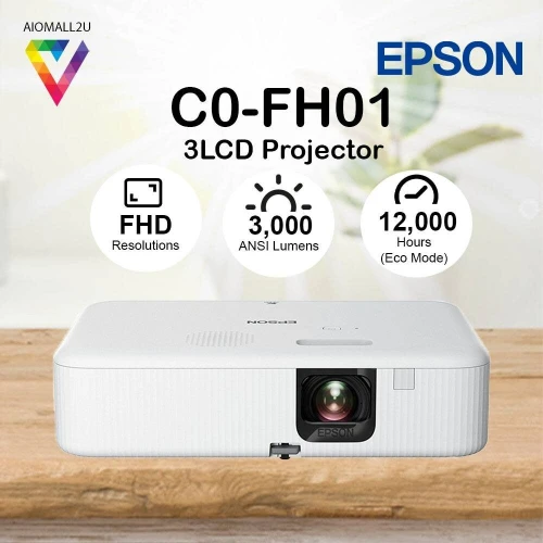 EPSON CO-FH01 - VIDÉOPROJECTEUR FHD - 3000 LUMENS - 3 LCD - JUSQU'À 30"- 12 000H - HDMI - SPEAKERS