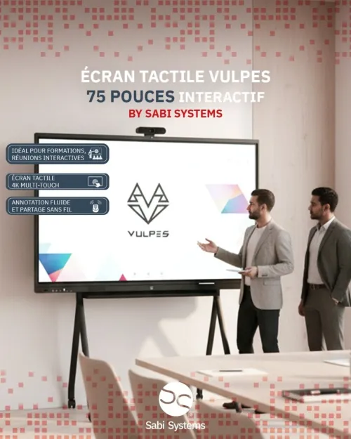 ECRAN INTERACTIF VULPES 75" - 4K TACTILE - I5-6EM GEN - 8GO - 256GO + SUPPORT +REMOTE +STYLET -WIN11