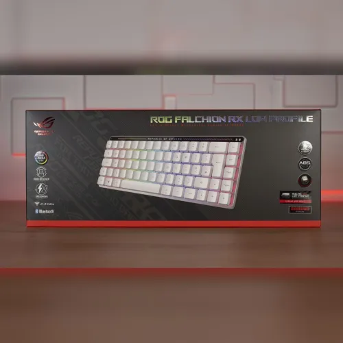 ASUS ROG FALCHION RX LOW PROFILE - CLAVIER GAMING - USB - BLUETOOTH - 2.4 GHZ - RGB AURA - WHITE