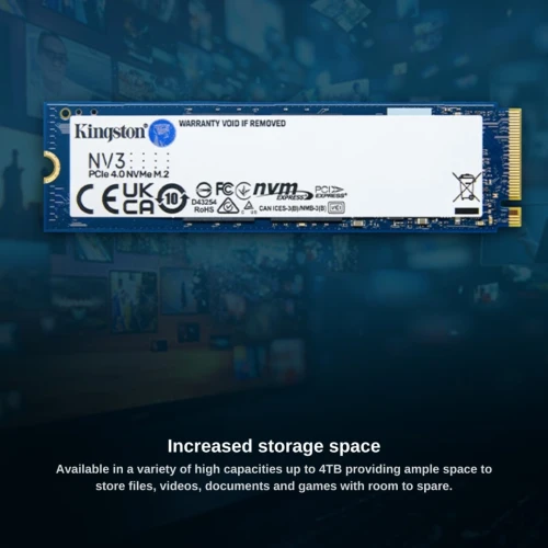 KINGSTON NV3 PCIE 4.0 NVME SSD M.2 - 4TB - PCIE 4.0 - GEN 4 - JUSQU'À 6000MB/S - PC & LAPTOP -BLACK