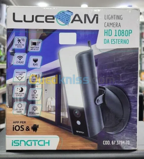 LUCECAM OUTDOOR LIGHTNING CAMERA - CCTV - 1080P - CARD SD - RJ45 - Détection - ETANCHE - 950 LUMENS 