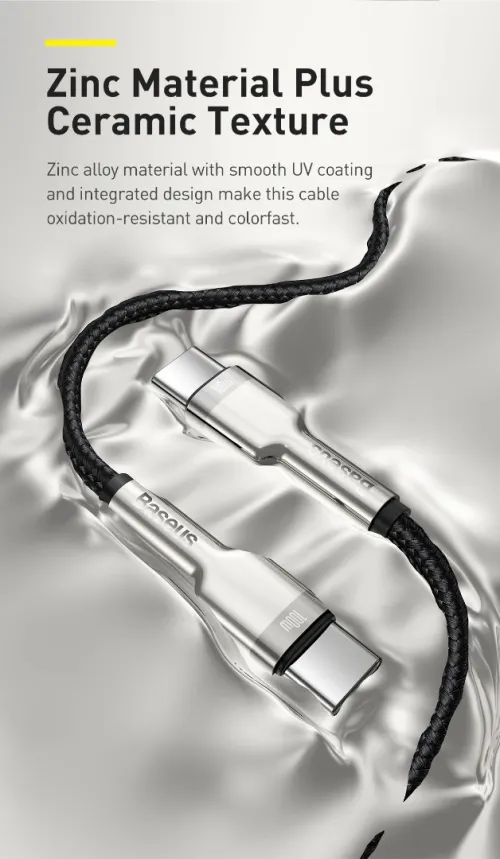 Baseus Type-C to Type-C  Cable 2M Cafule Series Metal Fast charge/Data 100W - Noir-Blanc