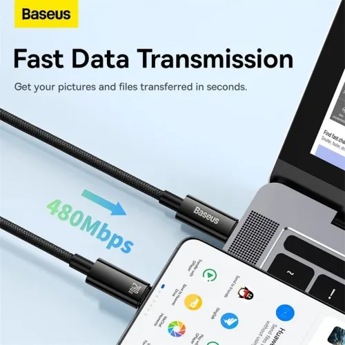 BASEUS TUNGSTEN GOLD - FAST CHARGING DATA CABLE 3M - TYPE-C TO TYPE-C - 240W - ALLIAGE - E-marker