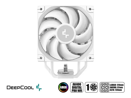 DEEPCOOL AK400 DIGITAL PRO - AIRCOOLING 120 MM - INTEL & AMD - ARGB - ÉCRAN LCD - 2000 RPM - WHITE