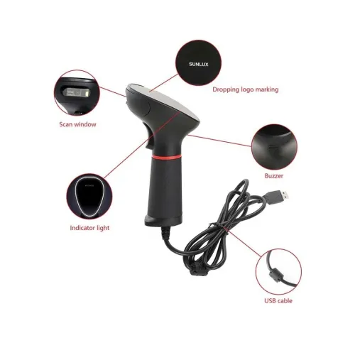 HENEX XL-3610 - DOUCHETTE CODE À BARRE 1D & 2D - USB - SCANNING SPEED - 60FPS -  PLUG & PLAY - BLACK