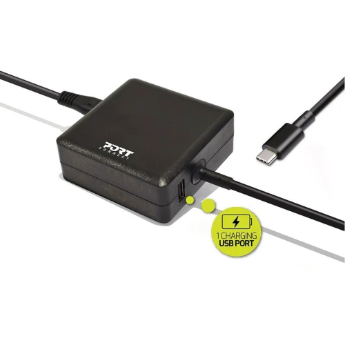 Port Designs Alimentation 65w type c + 1 Port USB de Charge 