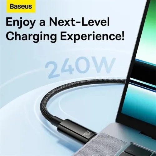 BASEUS TUNGSTEN GOLD - FAST CHARGING DATA CABLE 3M - TYPE-C TO TYPE-C - 240W - ALLIAGE - E-marker