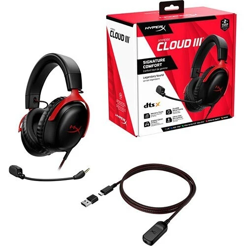 HYPERX CLOUD III - CASQUE GAMING FILAIRE - JACK 3.5mm - SON SPATIAL - MICRO AMOVIBLE - CONFORT-BLACK