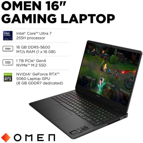 HP OMEN 16 16-AM0073DX - ULTRA 7 255H - 16GO - 1TO SSD - GEFORCE RTX 5060 - RÉTROÉCLAIRÉ - WIN 11