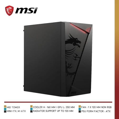 MSI MAG SHIELD M301 - BOITIER PC GAMING - MICRO ATX - USB 3.0 - AIRFLOW - ACIER PANNEAU - BLACK