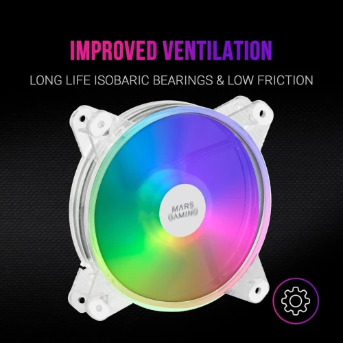 VENTILATEUR MARS GAMING MFD CHROMA RGB 120Mm- ULTRA SILENCIEUX - MOLEX - ANTI VIBRATION- TRANSPARENT