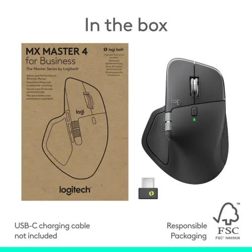 LOGITECH MX MASTER 4 FOR BUSINESS - SOURIS SANS FIL - ERGONOMIQUE AVANCÉEP PRO - 8 BOUTONS  GRIS