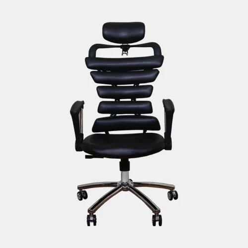 CHAISE OPÉRATEUR 295 - ERGONOMIQUE - DOSSIER SEGMENTÉ - APPUI-TÊTE RÉGLABLE- BASE CHROMÉE - NOIR