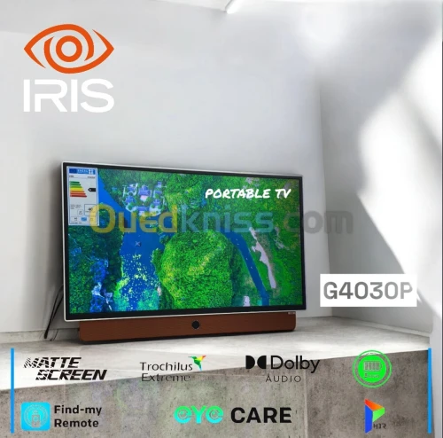 IRIS TV PORTABLE G4030P 32" HD TV - HDR10 - DOLBY - EYE CARE - DBX-TV - FIND MY REMOTE - POWERBANK 