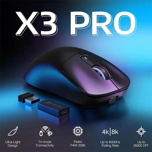 ATTACK SHARK X3 PRO - SOURIS FILAIRE & SANS FIL - BLUETOOTH - 6 BOUTONS - 26000 DPI - 8KHZ - BLACK