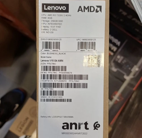 LENOVO V15 G4 AMN - RYZEN 3 7320U - 8GO - 256GO SSD - 15.6" FHD - TYPE-C - AMD RADEON - BLACK