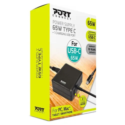 Port Designs Alimentation 65w type c + 1 Port USB de Charge 