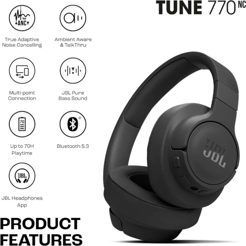 JBL TUNE 770NC CASQUE SANS FIL - SUPRA-AURICULAIRE  BLUETOOTH 5.3 - RÉDUCTION DE BRUIT - NOIR