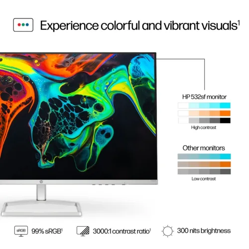 ECRAN HP 532SF - 31.5" FHD - DALL VA - 100HZ - 7 MS - EYE EASE - AJUSTABLE - HDMI / VGA - BLACK 
