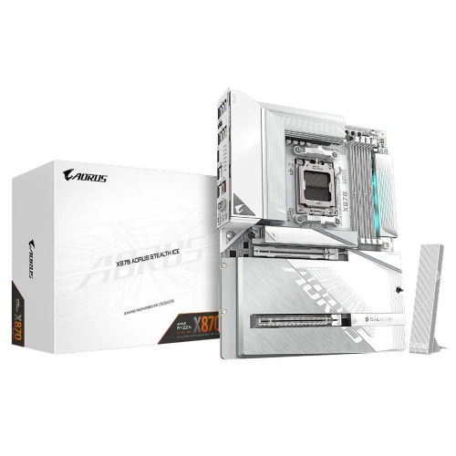 GIGABYTE X870 AORUS STEALTH ICE - CARTE MÈRE ATX - SOCKET AM5 - 4 x DDR5 - 1 x PCIe 5.0 X16 - 4 x M.2 NVMe - WIFI 7 - BT 5.4 - LAN 5GBE - USB4 - WHITE