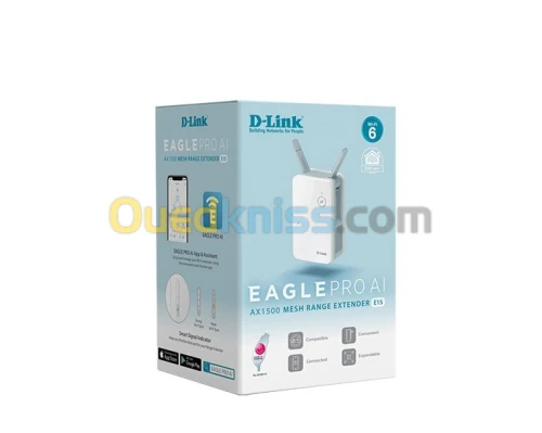 D-LINK E15 RÉPÉTEUR WIFI MESH AX1500 - EAGLE PRO AI - WIFI 6 - BOUTON WPS - SÉCURITÉ WPA3 - WHITE