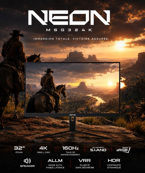 ÉCRAN GAMING MATOS NEON 32" - 4K UHD - 160HZ - 1MS FAST IPS - HDMI 2.1 - HDR400