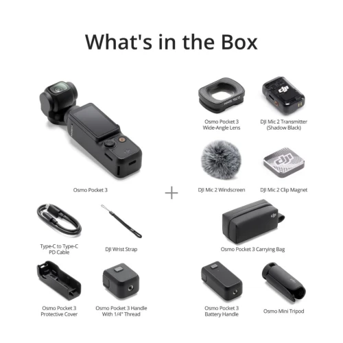 DJI OSMO POCKET 3 CREATOR COMBO - 4K 60 FPS - 2" OLED - MICRO SD -  4X ZOOM - CMOS - BLACK