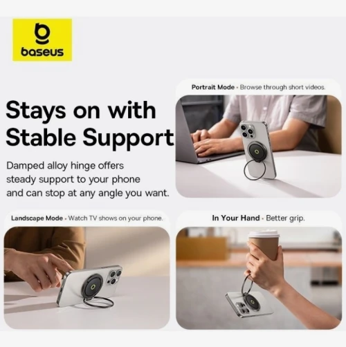 BASEUS MAGPRO SERIES II - MAGNETIC RING PHONE STAND - COSMIC 360 DEGREE - MAGSAFE COMPATIBLE - BLACK