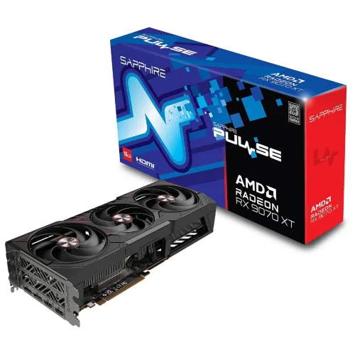 SAPPHIRE PULSE RADEON RX 9070 XT 16G - CARTE GRAPHIQUE - 16 GO GDDR6 - PCIe 4.0 - 2x HDMI + 2x DISPLAYPORT - BLACK