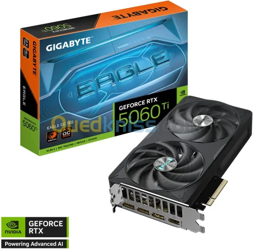 GIGABYTE GeForce RTX 5060 TI EAGLE OC - 16GB - PCIE 5.0 - GDDR7 4K - WINDFORCE - X2 FANS - BLACK
