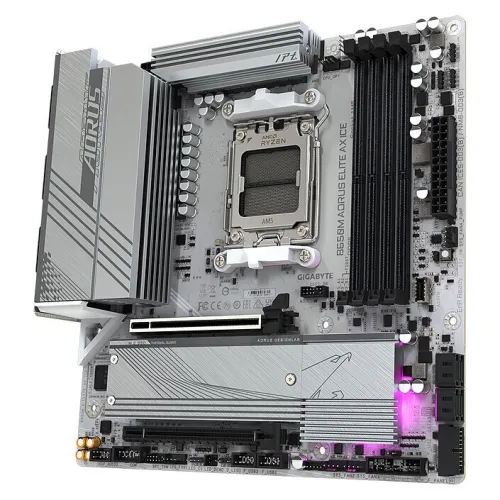 GIGABYTE B650M AORUS ELITE AX ICE - CARTE MÈRE MICRO ATX - SOCKET AM5 - 4 x DDR5 - WI-FI 6E - WHITE