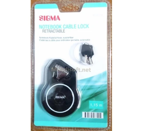 SIGMA NOTEBOOK LAPTOP CABLE LOCK SCL10 - RETRACTABLE 1.15M - EXTENSIBLE - COMPACT ET PORTABLE - BLACK