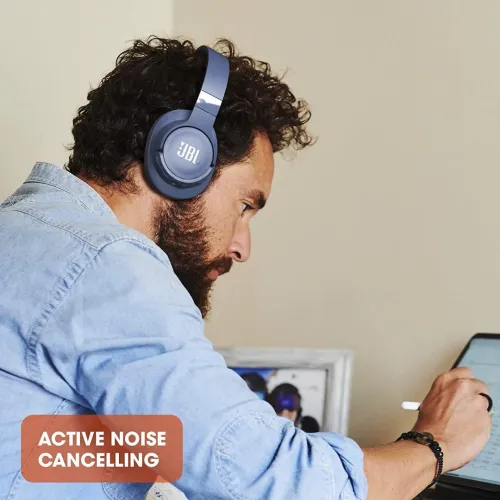 JBL Tune 760NC Casque circum-aural sans fil avec réduction de bruit - Bleu