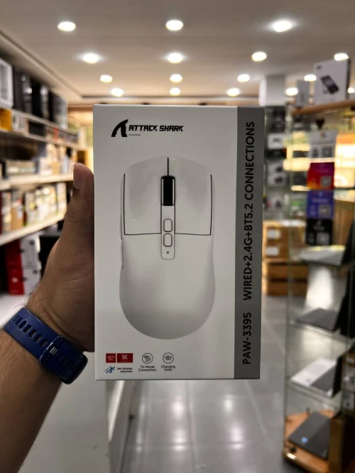ATTACK SHARK R1 - SOURIS FILAIRE & SANS FIL - BLUETOOTH - 2.4G - 6 BOUTONS -18000 DPI - 1KHZ - WHITE