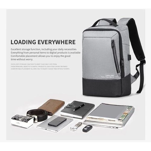 SAC A DOS DEELFEL FASHION TREND - AI0422 - 15.6" - USB - JACK 3.5 MM - GRIS & NOIR - ORIGINAL 