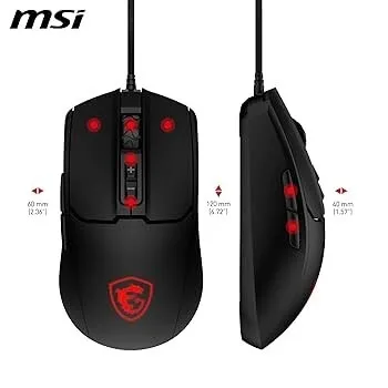 MSI FORGE GM100 - SOURIS GAMING FILAIRE - 6 BOUTONS - 3200 DPI - LED ROUGE - ERGONOMIQUE - NOIR