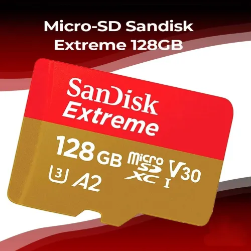 SANDISK EXTREME 128GB - CARTE MÉMOIRE MICRO SD - 190 MB/S - UHS-I -V30 - 4K -8K - BACKUP -SUPER FAST