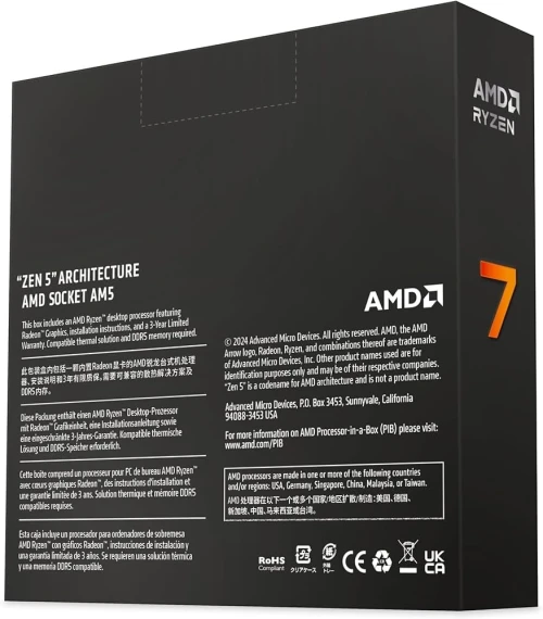 PROCESSEUR AMD RYZEN 7 9700X - 8 CORE - 16 THREADS - 5.5 GHZ - SOCKET AM5 GAME - CACHE 40MO - BOX