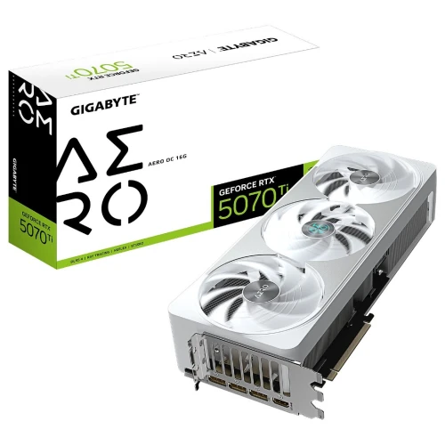 GIGABYTE GEFORCE RTX 5070 TI AERO OC 16G - CARTE GRAPHIQUE - 16 GO GDDR7 - PCIe 5.0 - HDMI + 3x DISPLAYPORT - DLSS 4 - OC - WHITE
