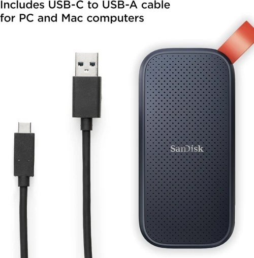 SANDISK PORTABLE 2TO SSD - DISQUE DURE EXTERNE - TYPE-C USB 3.2 - LECTURE JUSQU'À 800 MO/S